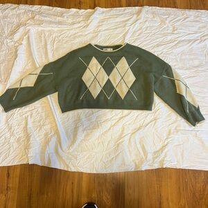 Green Argyle Knit Sweater